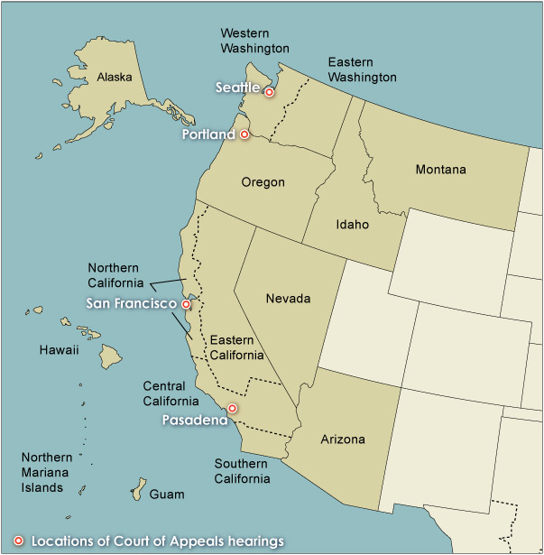 Map of U.S. Court of Appeals for the Ninth District